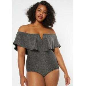 Plus size 1x/2x silver sparkly bodysuit